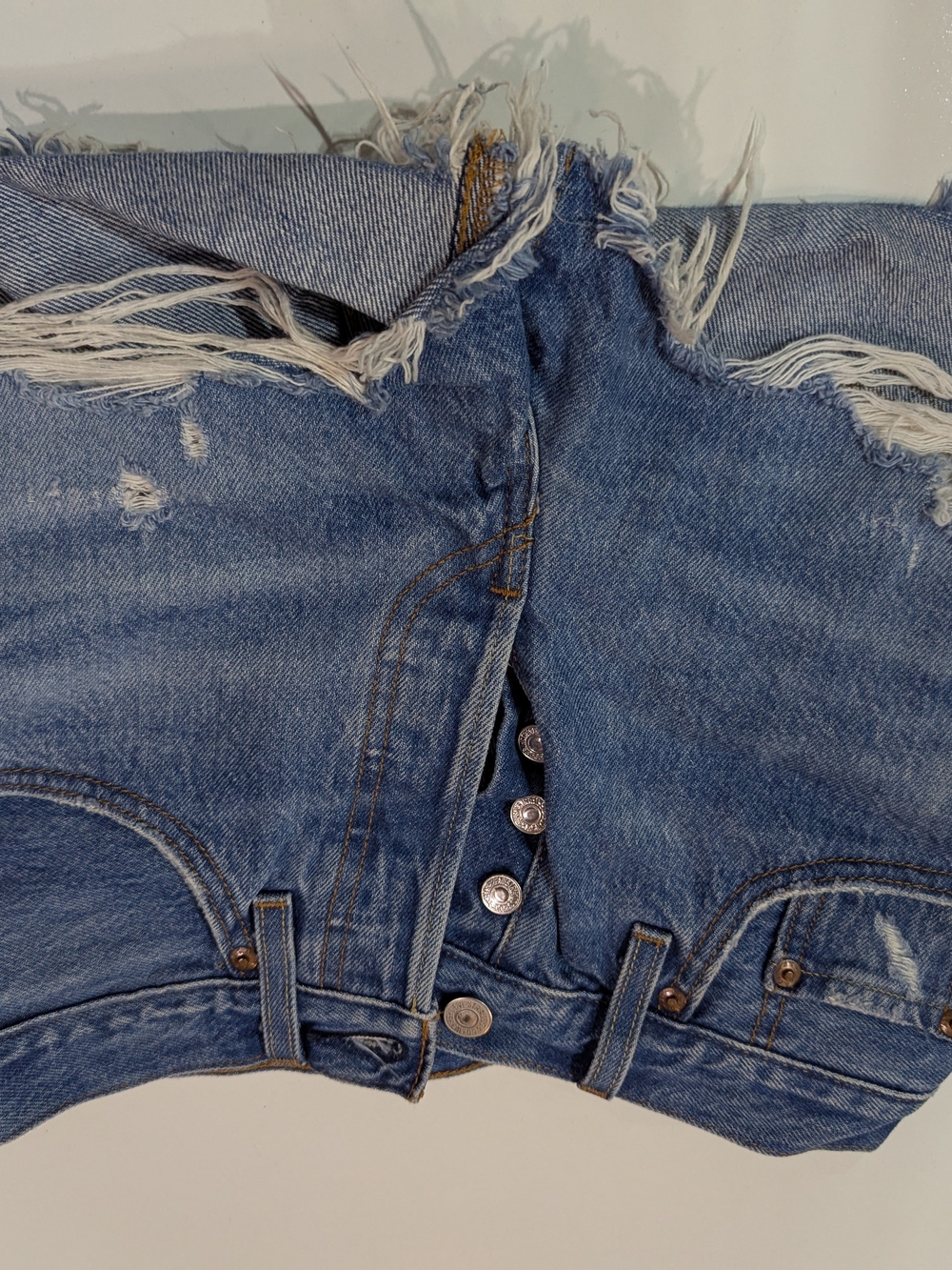 Levi's Frayed Light Blue Denim Jean Shorts